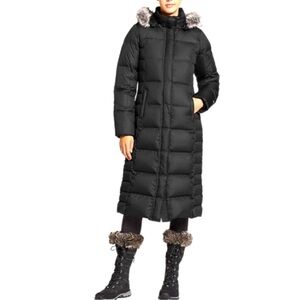 Women's Black Long Puffer Coat